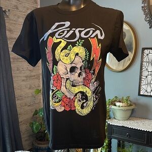 Poison Black Graphic Tee with Skull and Snake Design